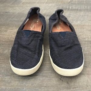 TOMS Blue Tweed Slip-on Sneakers, Sz 7.5